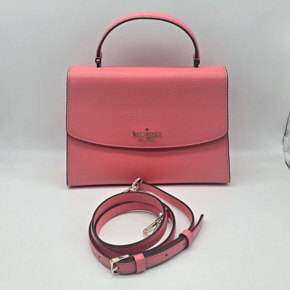 Kate Spade Refined Grain Leather Darcy Top Handle Satchel K4656 Peach Pink - Picture 1 of 8